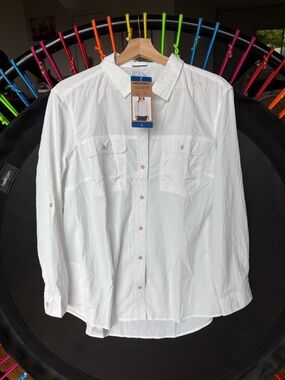 Eddie Bauer White Women’s Mountain Rip Stop Button-Down Shirt
